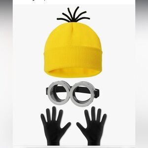 🆕 3 Pcs Halloween Costume Accessories Adult,Goggles Glasses/Yellow Beanie/Gloves